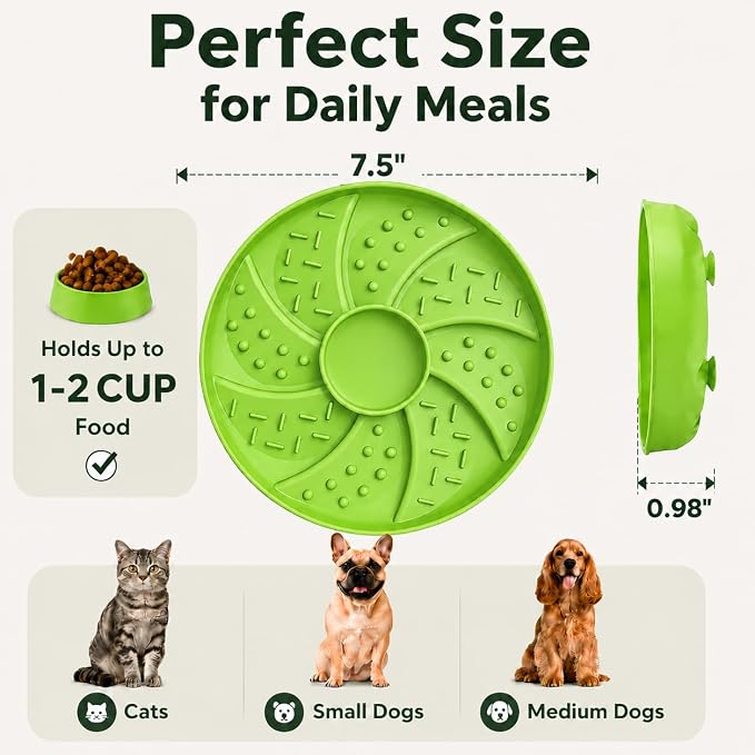 Slow Feeder Dog Bowl Silicone Suction Cup Anti Spill Dogs Cats Light Green - Image 5