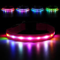 LED Dog Collar, RGB Light Up Dog Collar USB Rechargeable 6 Modes | Waterproof Light Up Dog Collar with Soft Nylon Comfort, Adjustable Fit for Small Medium Large Dogs Candy Pink M by Jewyow
