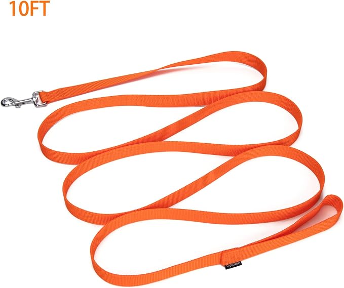 Strong Durable Nylon Dog Training Leash, 1 Inch Wide Traction Rope, 6 ft 10ft 15ft Long, for Small and Medium Dog (Orange, 10 Feet) - Image 8