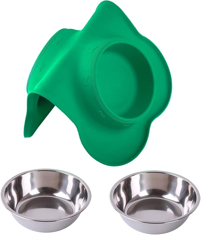 Hubulk Pet Dog Bowls 2 Stainless Steel Dog Bowl with No Spill Non-Skid Silicone Mat + Pet Food Scoop Water and Food Feeder Bowls for Feeding Small Medium Large Dogs Cats Puppies (Medium, Hunter Green) - Image 7