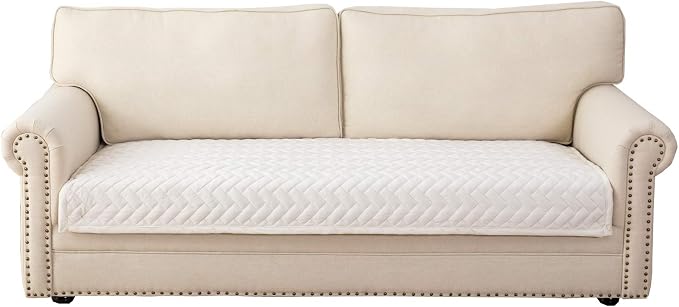 Eismodra Couch Cover,Sectional Couch Covers,Sofa Covers for 3 Cushion Couch,Anti-Slip Sofa Slipcovers for Dogs Cats Kids Loveseat Recliner L Shaped Armrest Backrest,White 43''x63''(Only 1 Piece) by Eismodra