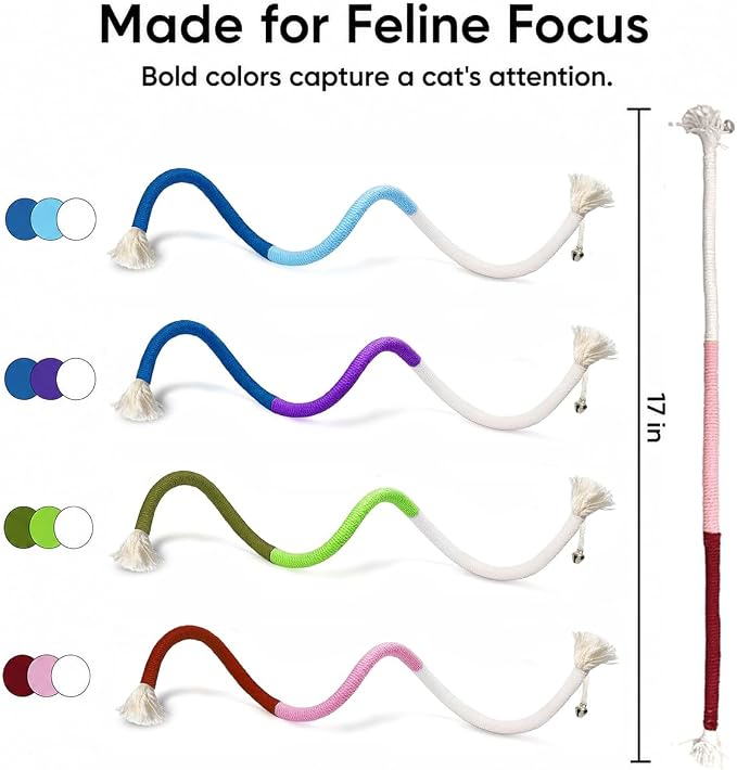 4-Pack Cat Toys for Indoor Cats, Woven Cotton Rope Toys with Bells | Colorful Cotton Rope Cat Chew Toys for Indoor Cats & Kittens, Ideal for Teething, Chewing, Interactive Play & Boredom Relief - Image 6