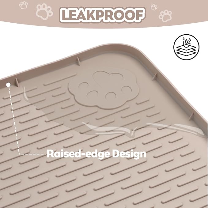 Silicone Cat Litter Mat for Litter Box 40”x28” Large Cat Mat, Khaki | Waterproof, Non-Slip, Leak-Proof Rug Mat with Lip, Easy to Clean, Extra Large Litter Catcher Mat for Floor - Image 7