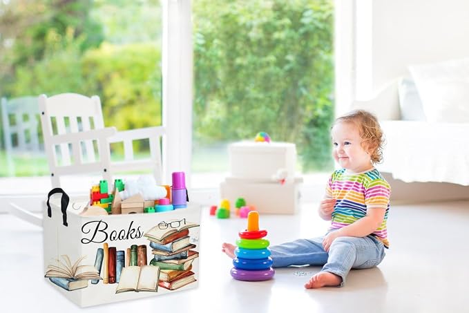 Sanjiaofeng Rectangular Kids Basket Book Storage Bins,Boys and Girls Storage Basket with Handles.Clothers,Toys,Books,Kid's Gifts Bins. (Book) - Image 6