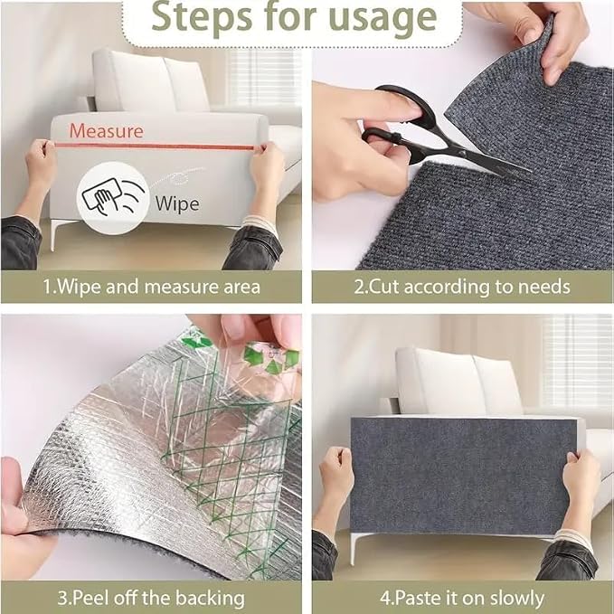 Cat Scratch Furniture Protector Mat DIY Cat Scratch Pad Self-Adhesive, Pet Scratching Post Cat Scratcher Carpet Anti Cat Scratch for Cat Tree/Door/Couch (Light Gray, 11.8 * 78 inch) - Image 6