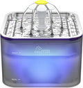 Wonder Creature Crystal Cat Water Fountain Stainless Steel Lid, 101oz/3L | Pet Fountain with Transparent Base, Quiet Pump, LED Indicator Light, Triple Filtration, 3 Flow Modes for Cats and Dogs by WonderCreature