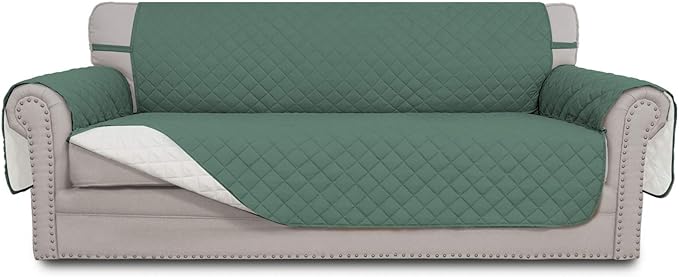 Easy-Going Reversible Oversized Couch Cover for 3 Cushion Couch Sofa Cover for Dogs Water Resistant Furniture Protector Cover with Foam Sticks for Pet Cat (Oversized Sofa, Cyan/Ivory) | Machine Washable Slipcover For Dogs, Water Resistant Furniture Mat... by Easy-Going
