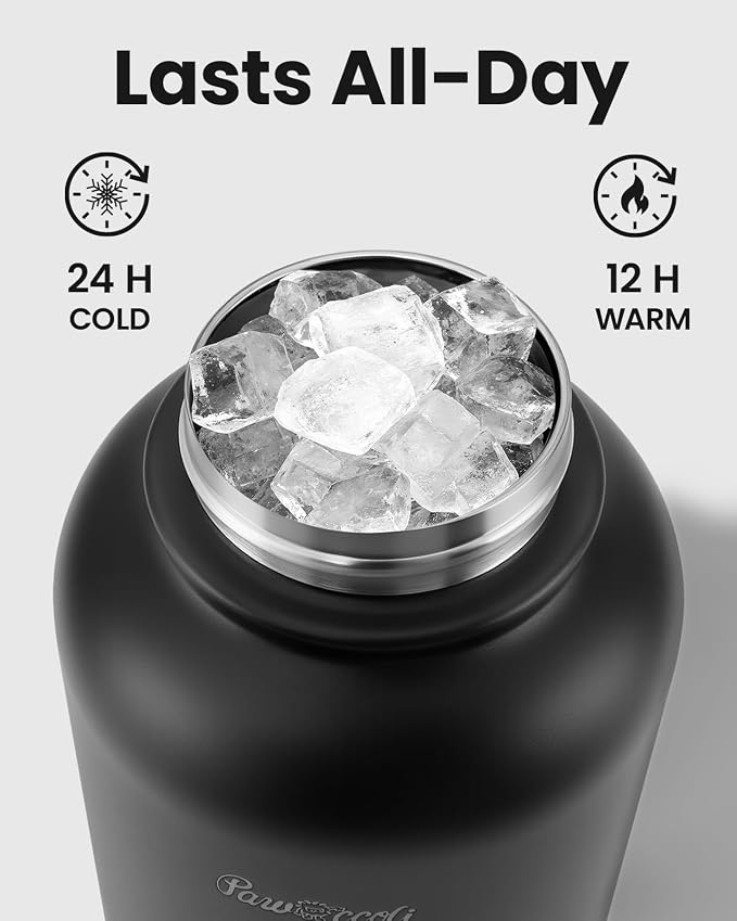 34oz Dog Water Bottle, Stainless Steel Dog Water Bottle Dispenser with Detachable Food & Water Bowls, Keeps Water Hot/Cold, for Walking, Hiking, Camping(Black) - Image 3