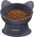MateeyLife Raised Cat Bowls, Cat Food Bowl Elevated for Kittens & Small Dogs, 15°Tilted Protect Pets' Neck and Anti Vomiting, Whisker Friendly Food & Water Feeding Bowl, 6 oz Each - Gray by MateeyLife