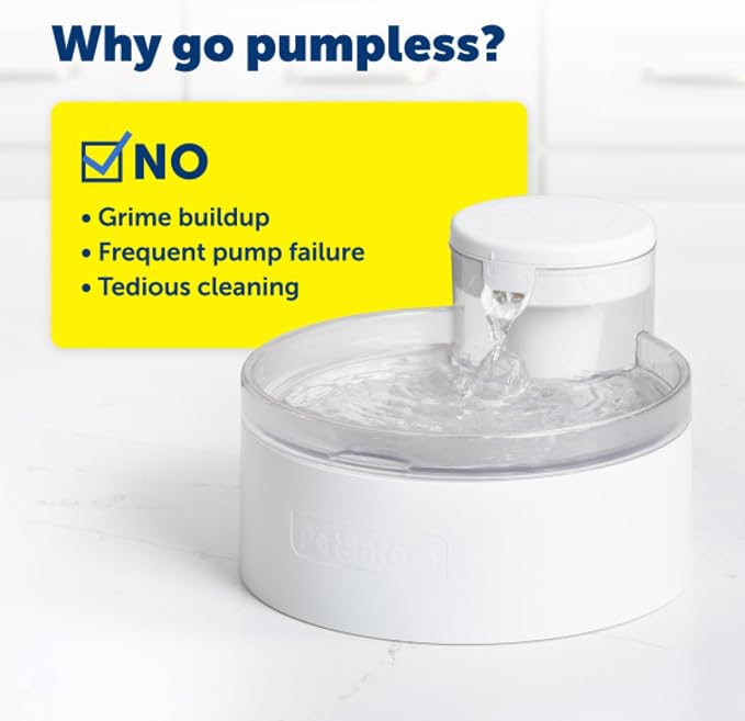 PetSafe Outlast Pumpless Cat Water Fountain, 60 oz/1.7L, Dishwasher Safe | Pumpless HydroSpin Design Circulates 60 Oz Water, Ion-x Carbon/Ion-Exchange Filter, Smart Sensors Slow Flow at Night - Image 4