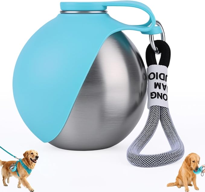 2 in 1 Portable Dog Water Bottle for Dogs,10oz Stainless Steel Portable Dog Water Bottle with Foldable Silicone Bowl, Leak-Proof 2 in 1 Portable Tumbler for Small Dog & Puppy Walking Hiking Outdoor by Unknown