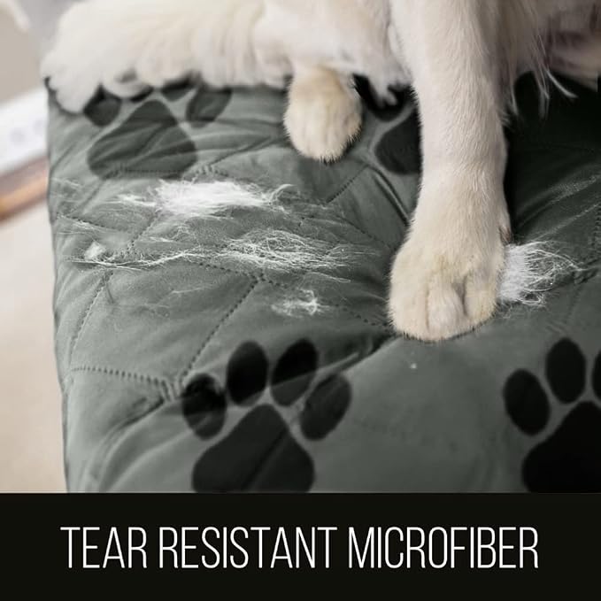 Sofa Shield® Couch Small Sofa Slip Cover for Dogs with Strap Paw Gray Black | Reversible Furniture Protector, Stain and Tear Resistant Cushion Cover, Machine Washable Slipcover for Pets, Cats 70 inch - Image 3