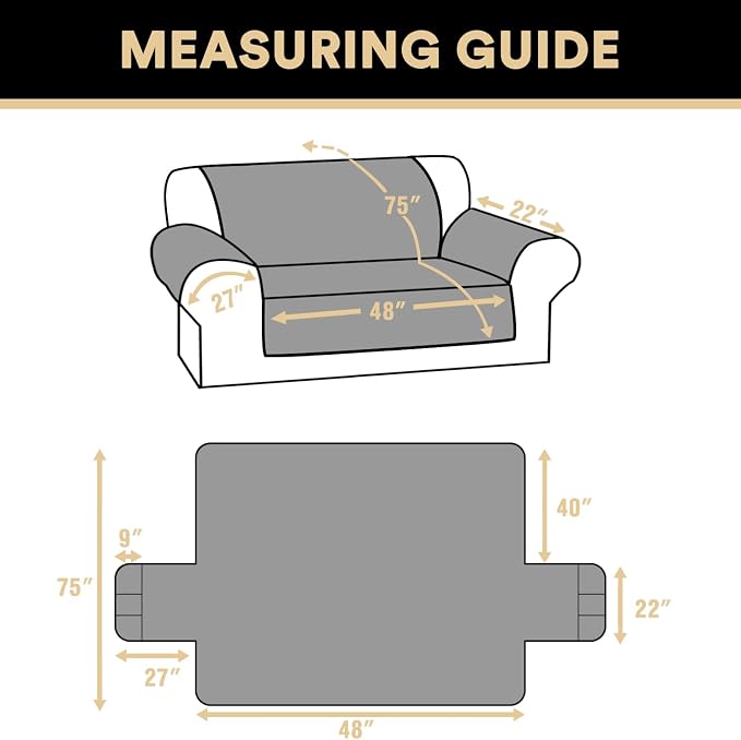 PrinceDeco 100% Waterproof Loveseat Covers for 2 Cushion Couch Sofa Covers Waterproof and Washable Sofa Slipcover with Side Pocket Furniture Protector with Elastic Straps(Loveseat 48", French Oak) - Image 6