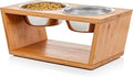 Pawfect Pets Elevated Dog Bowl Stand- 7" Raised Pet Feeder for Medium Dogs with Four Stainless Steel Bowls. by PawfectPets