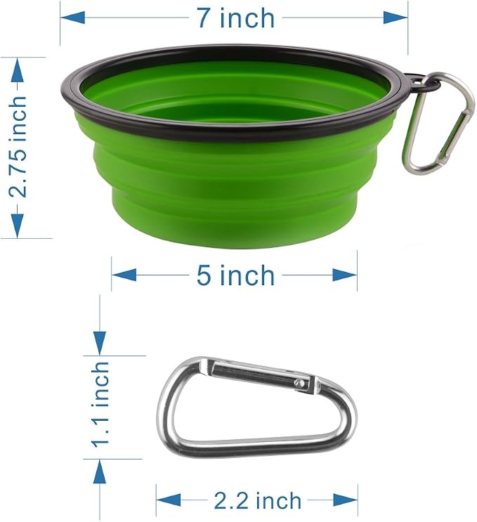 Large Collapsible Dog Bowls, 34oz Portable Foldable Travel Water Bowl Food Dishes with Carabiner Clip for Traveling, Hiking, Walking, 2 Pack (Purple+Green) - Image 6