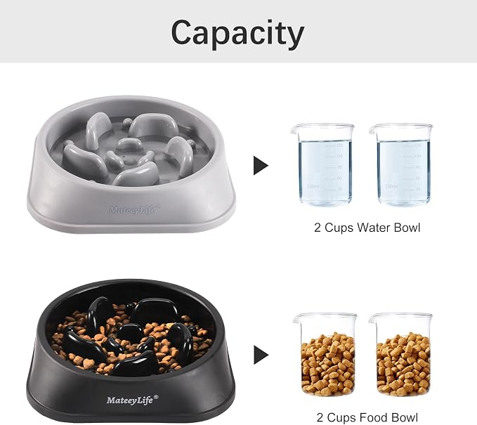 MateeyLife 2-Pack Slow Feeder Dog Bowls, 2 Cups, Dog Puzzle Feeder Bowl | Food-contact safe, dishwasher safe, non-slip base, maze design, for fast eaters, for dogs and cats, daily mealtimes - Image 5