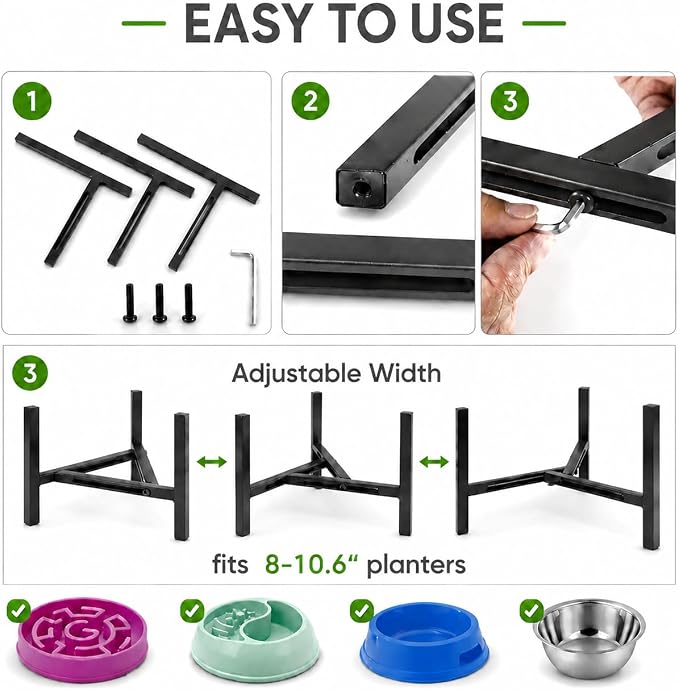 Adjustable Width Dog Bowl Holder - Single Bowl Feeder for Medium to Large Breed Dogs, fits Bowls from 8-11 inches, Sturdy Metal Construction, Ergonomic Design (Bowl not Included) (1-Pack) - Image 5