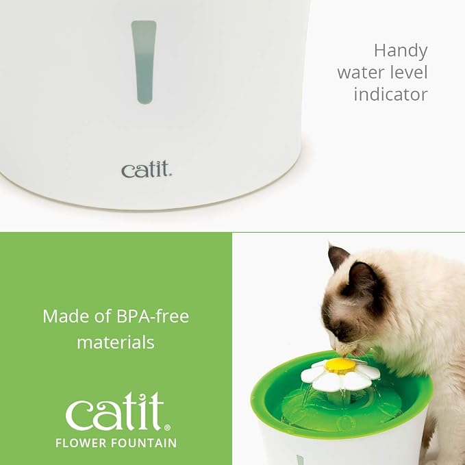 Catit Flower Fountain with Triple Action Filter,Cat Drinking Water Fountain,3 L,Green,(Pack of 6) - Image 6