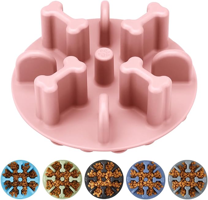Slow Feeder Dog Bowls Insert, Animire Soft Silicone Anti-Choking Puzzle Anti-Slip Slow Down Eating Feeder Insert, Compatible with Regular Elevated Dog Bowls by Animire
