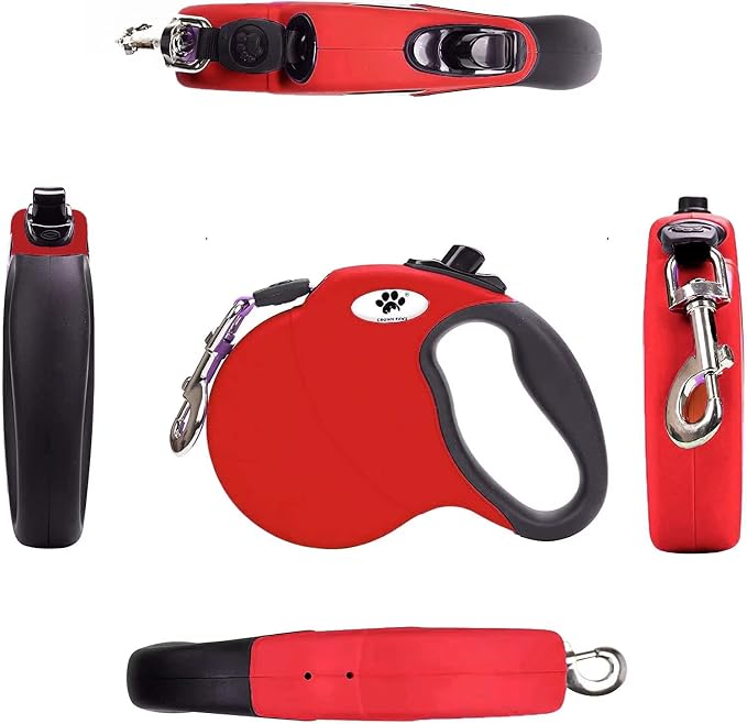 16ft Retractable Dog Leash for Medium Breed Dogs up to 44 lbs with a Detachable Chew Proof Extender Wire Ropes (RED M) - Image 6