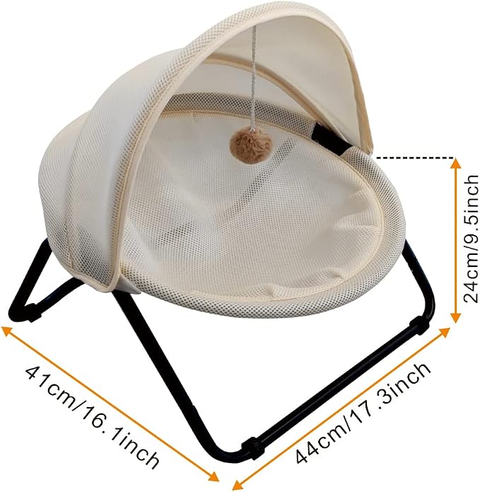Cat Bed, Pet Hammock Bed for Cats and Dogs, Comfortable and Breathable Elevated Cat & Dog Nest, Easy to Assemble, Cover Removable and Washable, Suitable for Indoor and Outdoor Use (Cream) - Image 3