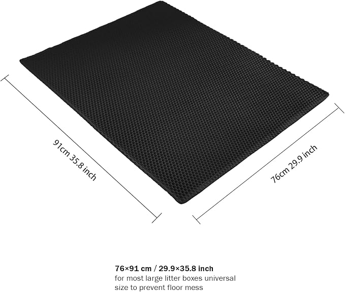 Large Cat Litter Mat, 29.9'' x 35.8''Inch, Double Layer Waterproof Proof Litter Box mat, Non-Slip Design, Easy to Clean, Black Cat Litter Trapping Mat - Image 5