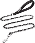 S-ETOVUS-Chain Dog Leash, Bite-Proof Metal Leash, with Padded Handle，Black | Three Sizes 7.25FT/5.2FT/4FT, Woven From Nylon Rope And Chain, Durable And Bite-Resistant, Comfortable With Padded Handles by S-ETOVUS