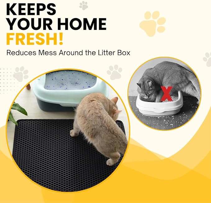 Andalus Brands Medium Cat Litter Mat - Waterproof & Urine-Proof Litter Box Mat, Non-Slip Kitty Litter Mats for Floor, Easy to Clean Litter Trapping Design (24" x 15", Black) - Image 8