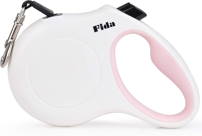 Fida Retractable Dog Leash X-Small Breed, 10 ft Durable Pet Walking Leash for Extra Small Dogs/Cats/Small Animals up to 18 lbs, 360° Tangle Free, White by Fida