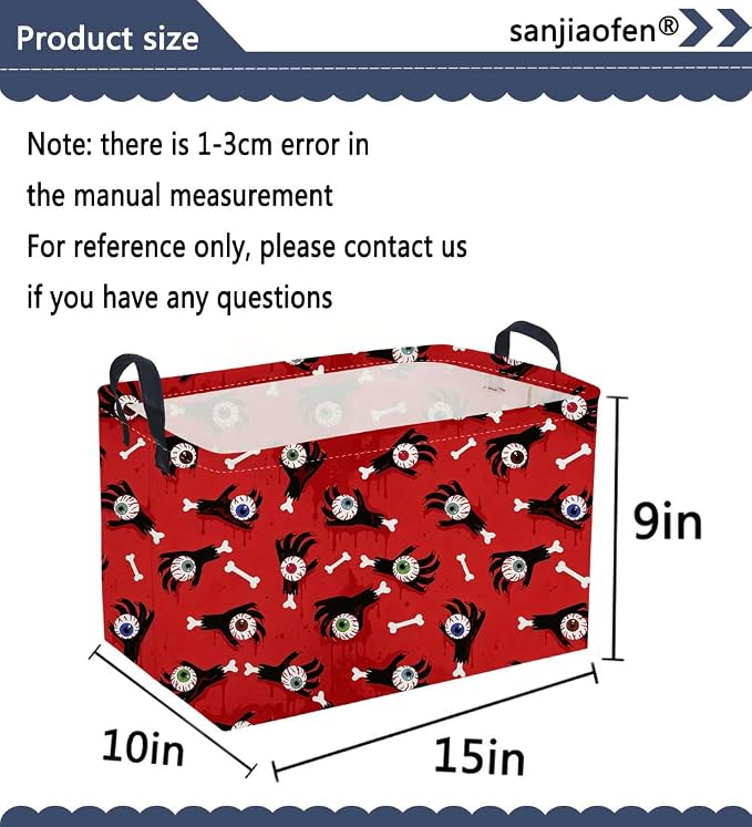 Sanjiaofeng Rectangular Halloween Ghost Hand Storage Basket,Trick or Treat Basket for Kids,Halloween Candy Storage Baskets with Handles(Ghost Hand) - Image 7