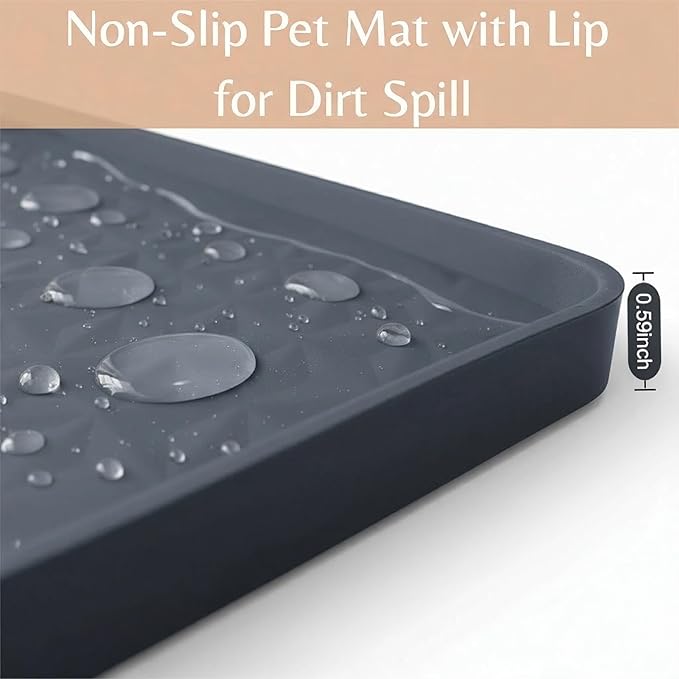 Cat Litter Mat, Extra Large 51"x25.6" Silicone Litter Box Mat, High Edge | Kitty Litter Mat for Auto Litter Box Areas, Waterproof Non-Slip Litter Mat, Easy Clean, Raised Lip Contains Multi-Cat Mess - Image 4