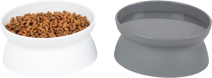 Kitty City Elevated Cat Bowls (Set of 2), Whisker-Friendly Raised Cat Food & Water Dishes, Modern Pedestal Design, Dishwasher Safe, 10.8 oz Each – White & Gray - Image 6