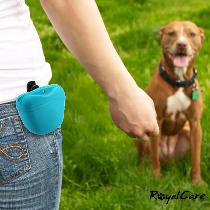 RoyalCare Silicone Dog Treat Pouch-Small Training Bag-Portable Dog Treat Bag for Leash with Magnetic Closure and Waist Clip[US Design Patent] - Image 3