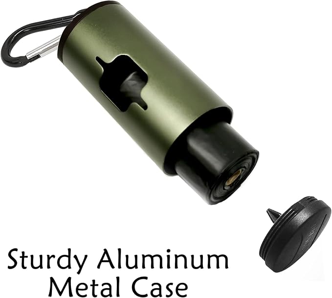 YUCHIYA Aluminum Dog Poop Bags Holder with Carabiner Metal Pet Waste Bags Dispenser with Hook and Loop Fastener and Elastic Cord to Carry Used Bags (Olive Green, 1 Holder 15 Bags) - Image 3