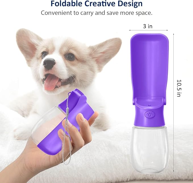 WePet Foldable Portable Dog Water Bottle Puppy Water Dispenser with Drinking Feeder, 12 OZ, High-Temperature Resistant Leak Proof for Pets Outdoor Walking, Hiking, Travel, Food Grade Plastic BPA Free - Image 3