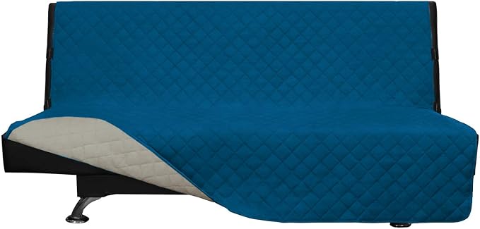 Easy-Going Reversible Couch Cover, Large Futon Sofa, Peacockblue/Beige | Machine Washable Slipcover For Dogs, Water Resistant Furniture Mat For Living Room, Non-Slip Sofa Cover, Pet Friendly by Easy-Going