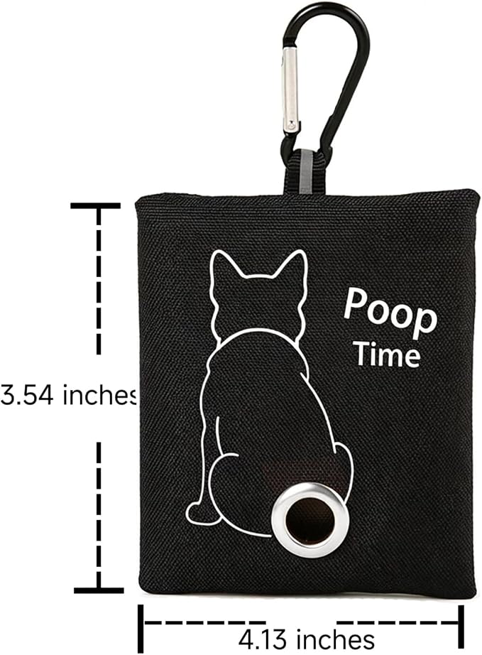 Black Leash Bag Holder Dog Poop Bag Holder with Clip (Black) | With Carabiner Clip, Easy Bag Dispensing, Leash Attachable, Funny Design - Image 2