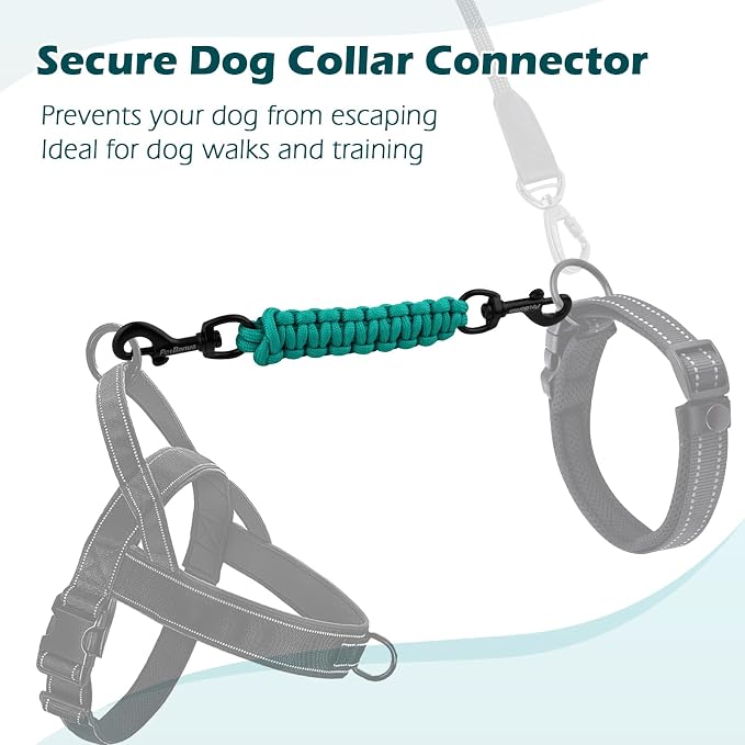 PetBonus Dog Collar Safety Clip, Handmade Prong Collar to Harness Connector | Dog Leash Backup Safety Strap, Escape Proof, Double Ended Clasp, Lead Connector for Pinch Collar, Harness (Turquoise) - Image 5