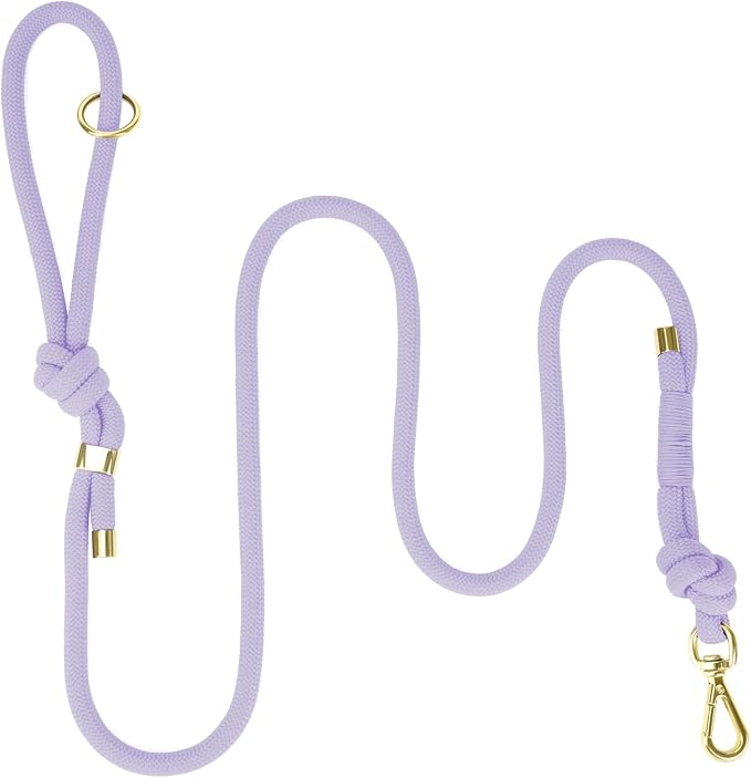 5FT Dog Leash Puppy Cat Rope Lead for Small Medium Large Dogs | Light Purple, with Anti-tangle Swivel Clip, Comfortable Non-slip Grip Handle, Ideal for Daily Walks and Training by Sunraymascota