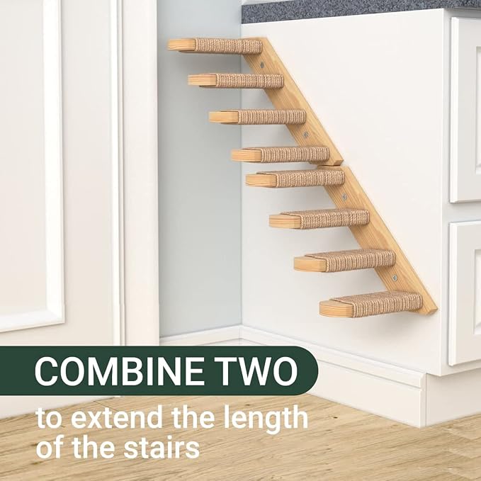 Skywin Cat Wall Steps - Solid Rubber Wood Cat Stairs Great for Scratching and Climbing - Easy to Install Wall Mounted Shelves for Playful Cats (Wood, Right-Left) - Image 6