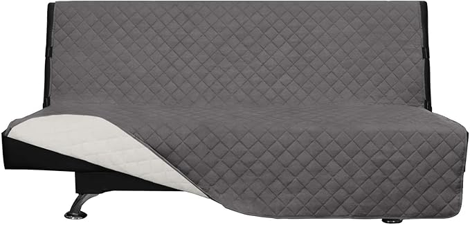 Easy-Going Reversible Couch Cover, Large Futon Sofa, Gray/Ivory | Machine Washable Slipcover For Dogs, Water Resistant Furniture Mat For Living Room, Non-Slip Sofa Cover, Pet Friendly by Easy-Going