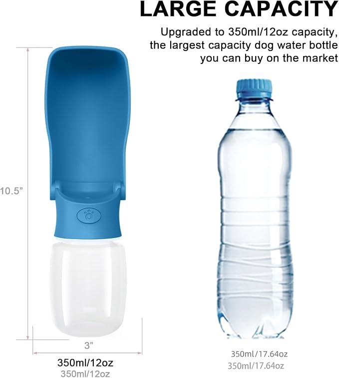 Portable Dog Water Bottle for Walking – 19oz / 12oz Foldable Pet Water Dispenser for Puppies, Medium & Large Dogs – Leak Proof Travel Water Bowl for Small Animals Dog Accessories(12OZ Dark Blue) - Image 4