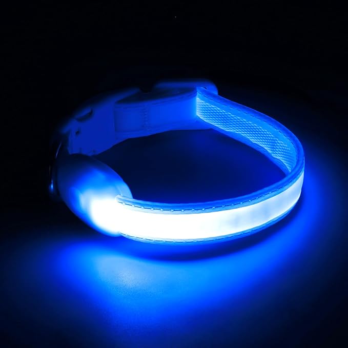 Light up Collar for Small Dog,Vizpet XS Adjustable Size Nylon Led Collar | USB Rechargeable Bright Safety Pet Collar for Cats Small Dogs (Blue, X-Small[ 8.66-11.9 inch/22cm-30cm]) - Image 6