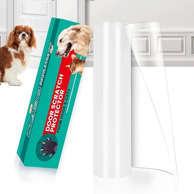 FTSTC Door Protector from Dog Scratching, [Thicken Vinyl] Heavy Duty Claw Guard Door Protector, Flexible Couch Corner Door Claw Shield for Cat, Anti-Scratch Guard for Furnitures(130in X 8.3in) by FTSTC