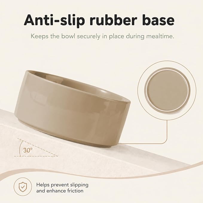Havniva Ceramic Dog Bowls, Dog Food and Water Bowl Set, Dog Water Bowl | 7.3” Ceramic Dog Food Bowls with Non-Slip Rubber Base, Large Capacity, Dog Feeding Bowls for Medium Dogs - Image 4