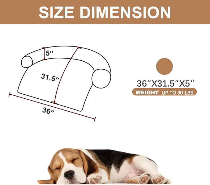 Calming Dogs/Cats Bed Mats, Dog Pad Washable Removable Couch Cover, Plush Long Fur Mat for Pets, Waterproof Lining, Perfect for Small, Medium and Large Dogs and Cats (Desert Brown, 36"x31") - Image 2