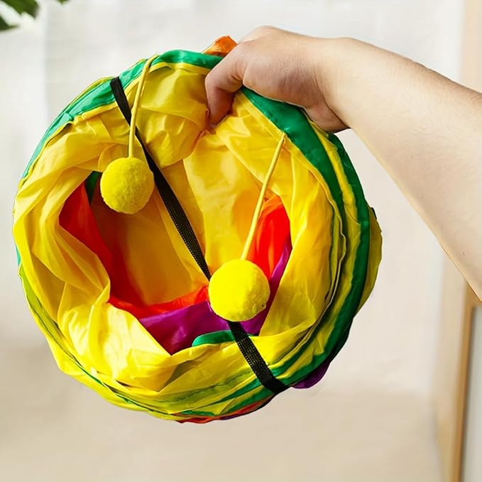 3 Way Collapsible Cat Tunnels with Interactive Ball, E Shape Folded Pet Tube Toy for Indoor Cats, Puppy, Kitty, Kitten, Rabbit - Image 8