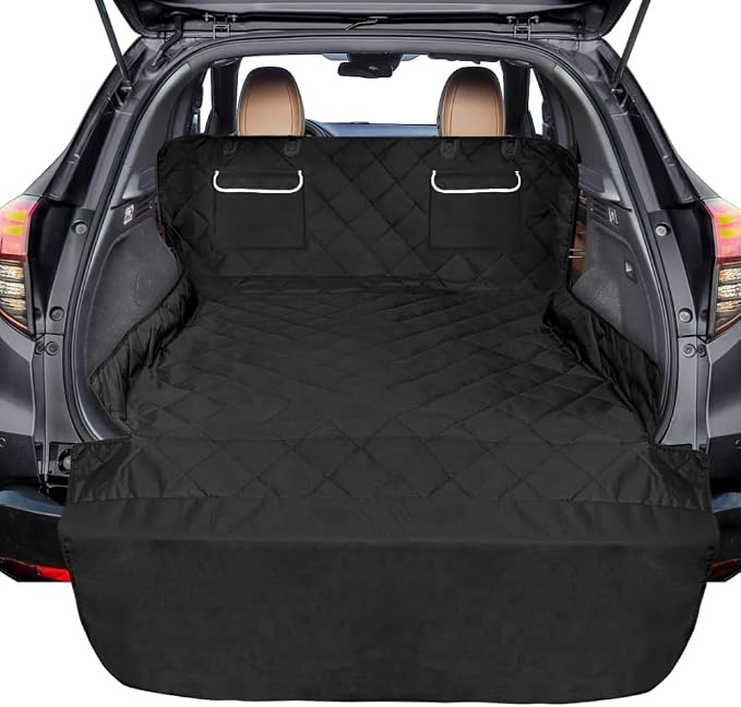 F-color SUV Cargo Liner for Dogs - Heavy Duty Cargo Cover for Mid-Size SUVs | Water Resistant Pet Cargo Cover with Non-Slip Mat, Dog Car Seat Cover Prevents Scratches Pet Hair Mud Dirt for Midsize SUVs by F-color