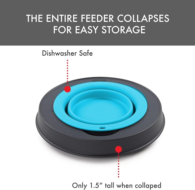 Dexas Pets Elevated Pet Feeder, Small, 1.5 Cup Capacity, Blue, Raised Pet Food and Water Bowl - Image 5