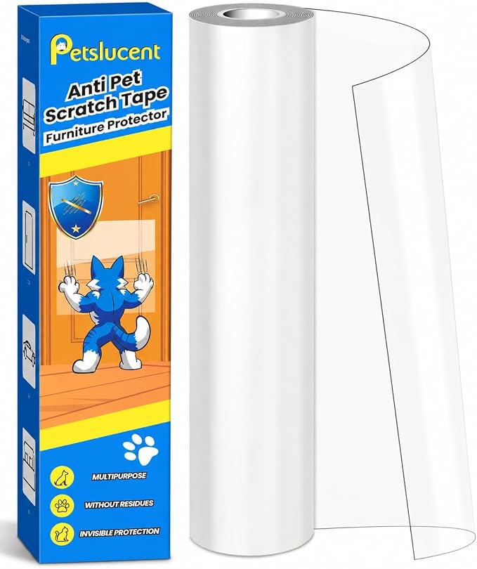 Cat Scratch Furniture Protector: Cat Anti Scratch Tape - Door Protector from Dog Scratching - Clear Training Self Adhesive Tape for Carpet, Sofa, Couch, Door (157in x 11.8in) by Petslucent